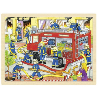 Einlegepuzzle Feuerwehreinsatz aus Holz