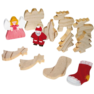 Holzfiguren Weihnachten 12er Set