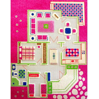 3D Puppenteppich in pink im Kindertraumraum