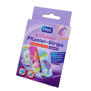 Pflaster FIGO 10er Junior Stripes wasserabweisend (Motiv Einhörner)